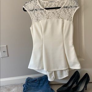 Acemi white peplum top with lace